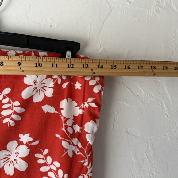 Vanity Y2k Hawaiian Large Red White Floral Strapless Tube Top Beach Summer - Picture 4 of 7